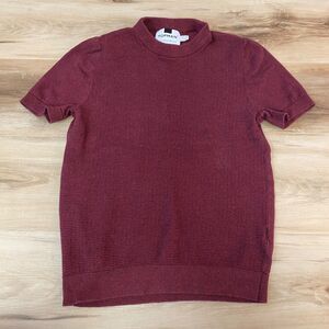 Topman Burgundy Short Sleeve Sweater
